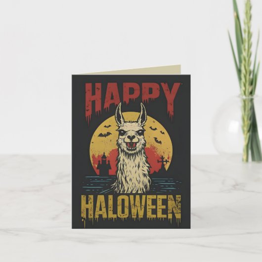 Happy Halloween Creepy Llama Karte (Vorderseite)