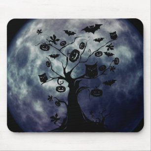 Happy Halloween Creepy Owls auf einem Baummousepad Mousepad