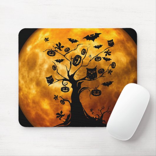 Happy Halloween Creepy Owls auf einem Baummousepad Mousepad (Mit Mouse)