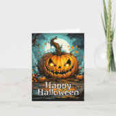 Happy Halloween Creepy Pumpkin Karte (Vorderseite)