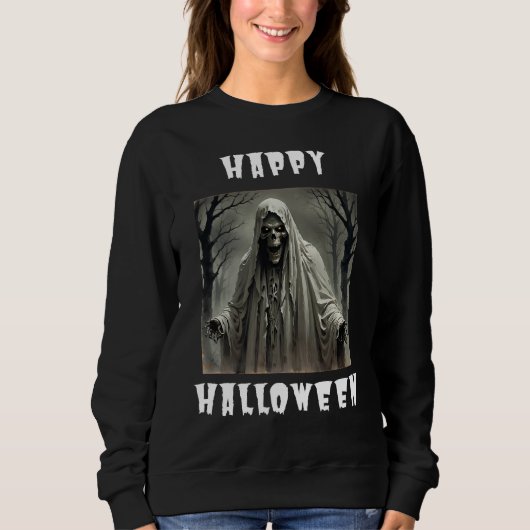 Happy Halloween Creepy Skeleton Man Sweatshirt (Vorderseite)
