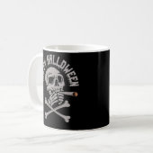 Happy Halloween Creepy Skull Rauchen Zigarette Kaffeetasse (Vorderseite Links)