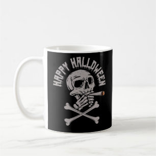 Happy Halloween Creepy Skull Rauchen Zigarette Kaffeetasse