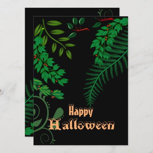 Happy Halloween Creepy Spooky Greenery Dark Night (Vorne/Hinten)