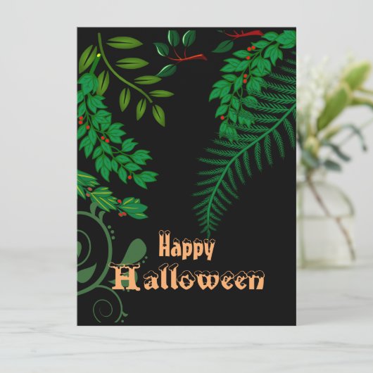 Happy Halloween Creepy Spooky Greenery Dark Night (Stehend Vorderseite)