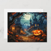 Happy Halloween | Creepy Spuk Wohnungen Postkarte (Vorne/Hinten)