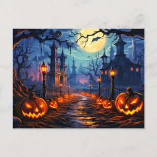Happy Halloween | Creepy Spuk Wohnungen Postkarte