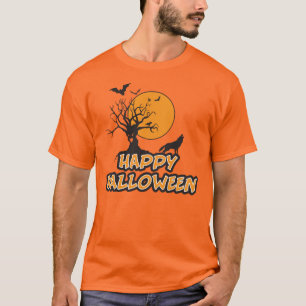 Happy Halloween Creepy Tree & Howling Wolf T - Shi T-Shirt