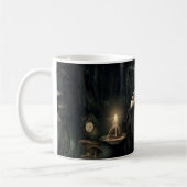 Happy Halloween Creepy Witch mit Fledermäusen Kaffeetasse (Links)