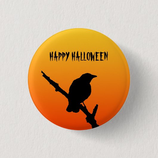 Happy Halloween Crow Button Abzeichen (Vorderseite)