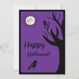 Happy Halloween Crow Flat Grußkarte Download Feiertagskarte
