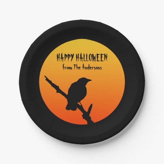 Happy Halloween Crow Paper Plate Pappteller (Vorderseite)