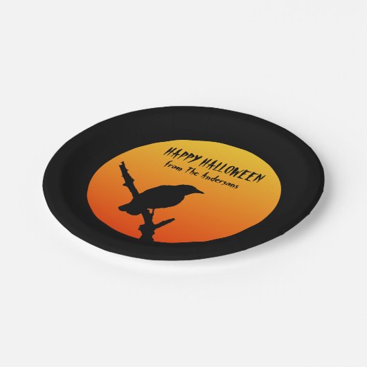 Happy Halloween Crow Paper Plate Pappteller (Schrägansicht)