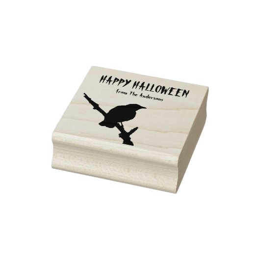 Happy Halloween Crow Wood Art Briefmarke Gummistempel (Stempel)