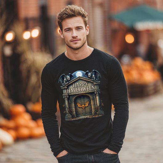 Happy Halloween Crypt mit Gargoyles Tri-Blend Shirt