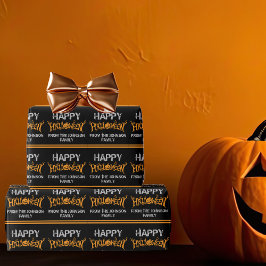 Happy Halloween Custom Black Orange Party Geschenkpapier