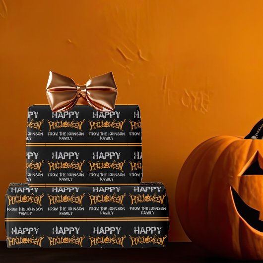 Happy Halloween Custom Black Orange Party Geschenkpapier