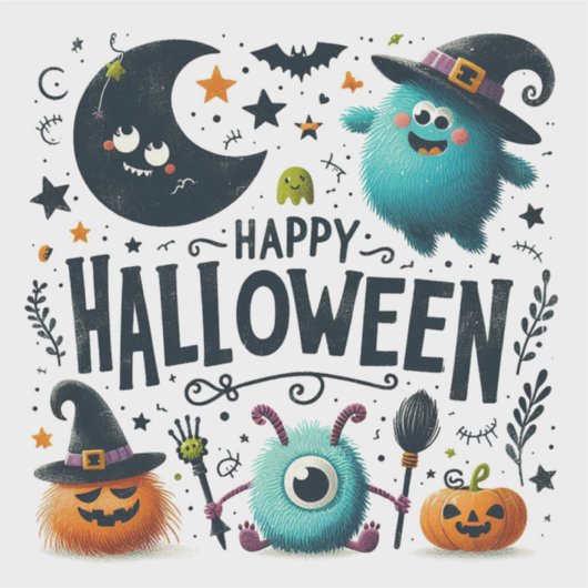 Happy Halloween Custom Cut Vinyl Sticker (Vorderseite)