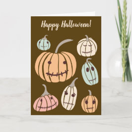 Happy Halloween Custom Message Pastel Pumpkins Karte