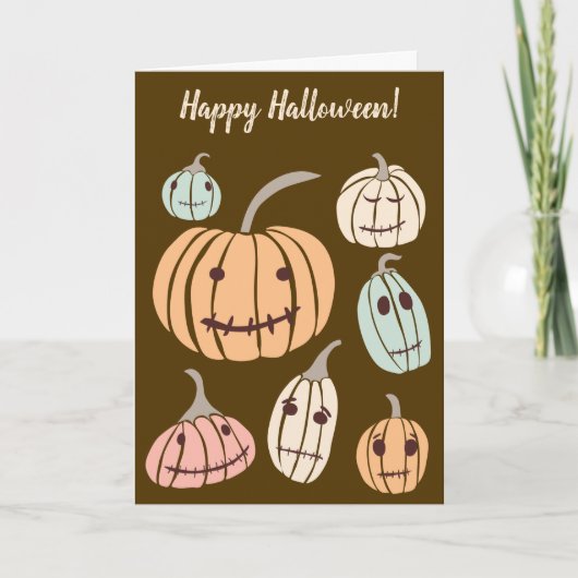 Happy Halloween Custom Message Pastel Pumpkins Karte (Vorderseite)