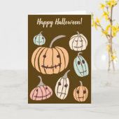 Happy Halloween Custom Message Pastel Pumpkins Karte (Gelbe Blume)