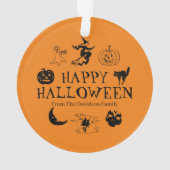 Happy Halloween custom name black & orange decor Ornament (Rückseite)