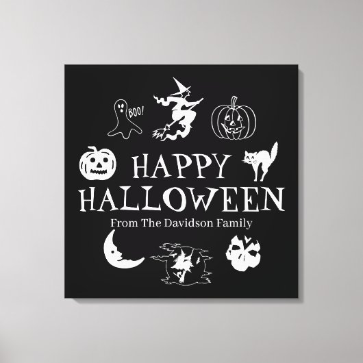 Happy Halloween custom name black spooky decor Leinwanddruck (Vorderseite)