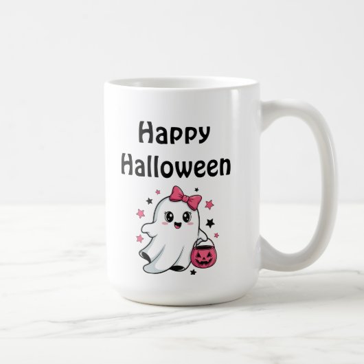 Happy Halloween Cute Pumpkin Ghost Kaffeetasse (Rechts)