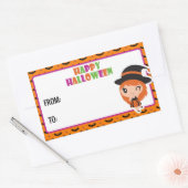Happy Halloween cute witch Label 2 - orange Rechteckiger Aufkleber (Umschlag)