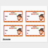 Happy Halloween cute witch Label 2 - orange Rechteckiger Aufkleber (Blatt)