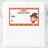 Happy Halloween cute witch Label 2 - orange Rechteckiger Aufkleber (Tasche)
