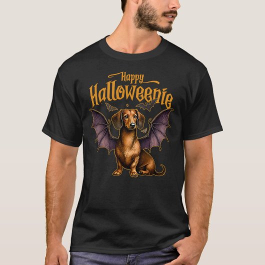 Happy Halloween Dachshund Bat T-Shirt (Vorderseite)