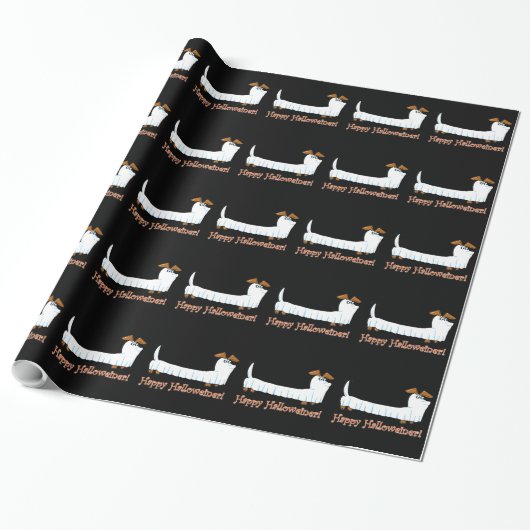 Happy Halloween Dackel Geschenkpapier (Ungerollt)
