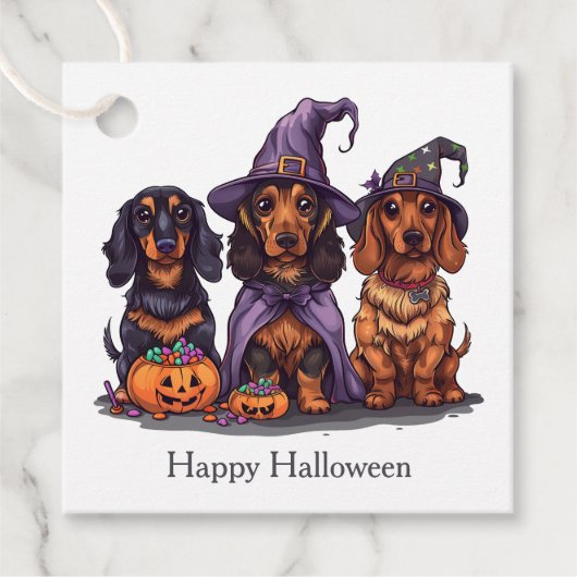Happy Halloween Dackel Hexenhunde Geschenkanhänger (Vorderseite)