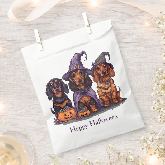 Happy Halloween Dackel Hexenhunde Geschenktütchen (Ausgeschnitten)