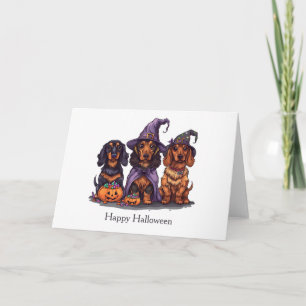 Happy Halloween Dackel Hexenhunde Karte