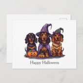 Happy Halloween Dackel Hexenhunde Postkarte (Vorne/Hinten)