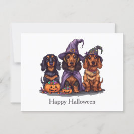 Happy Halloween Dackel Hexenhunde Postkarte