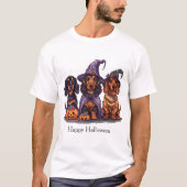 Happy Halloween Dackel Hexenhunde T-Shirt (Vorderseite)