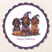 Happy Halloween Dackel Hexenhunde Untersetzer (Vorderseite)
