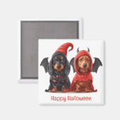 Happy Halloween Dackel Hunde Devil Bat Magnet (Vorderseite/Rückseite)