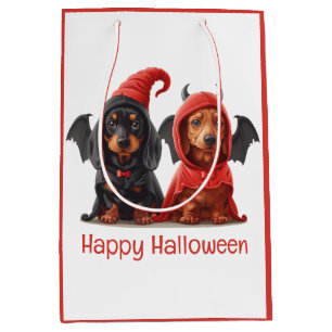 Happy Halloween Dackel Hunde Devil Bat Mittlere Geschenktüte