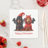 Happy Halloween Dackel Hunde Devil Bat Serviette (Beispiel)