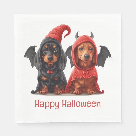 Happy Halloween Dackel Hunde Devil Bat Serviette (Vorderseite)