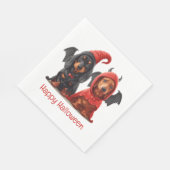 Happy Halloween Dackel Hunde Devil Bat Serviette (Ecke)
