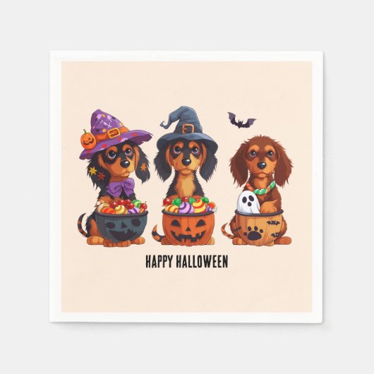 Happy Halloween Dackel Hunde Serviette (Vorderseite)