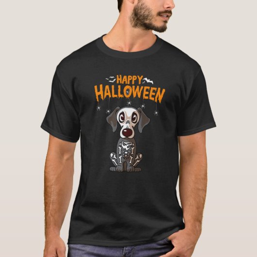 Happy Halloween Dackel Skeleton Dog Kostüm T-Shirt (Vorderseite)