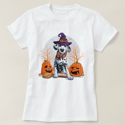 Happy Halloween | Dalmatiner Hexenhund T-Shirt (Design vorne)