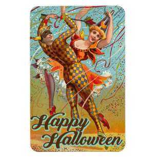 Happy Halloween Dancing Jester Masquerade Vintag Magnet