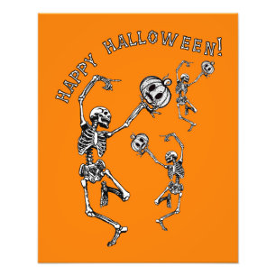 Happy Halloween Dancing Skeleton Danse Macabre Fotodruck